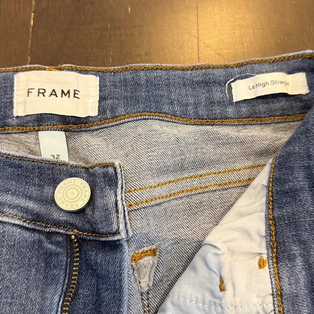 Frame Denim LeHigh Straight Jeans in Classic Blue - Picture 2 of 9